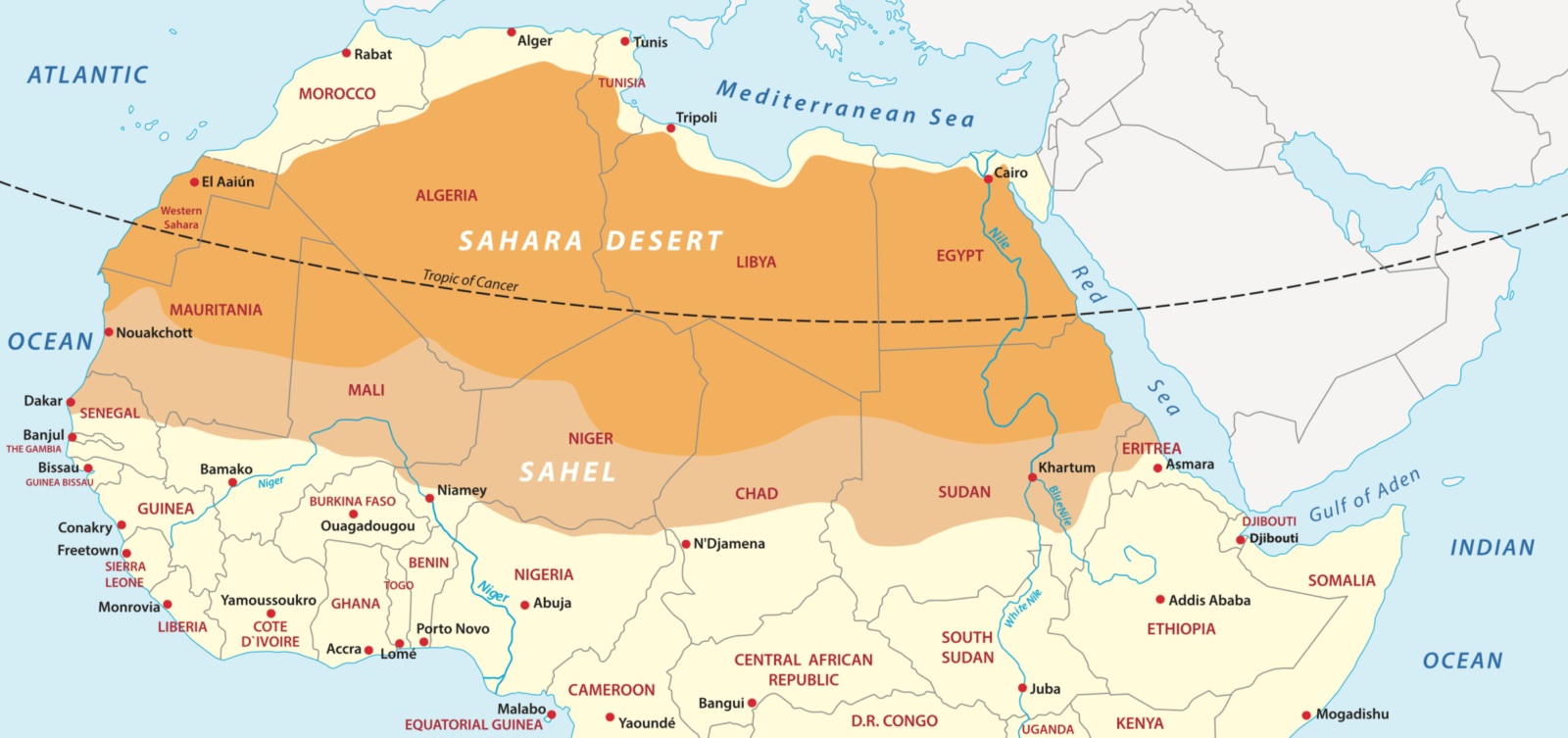 africa map with deserts