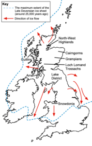 What was the extent of ice cover across the UK during the last ice age ...