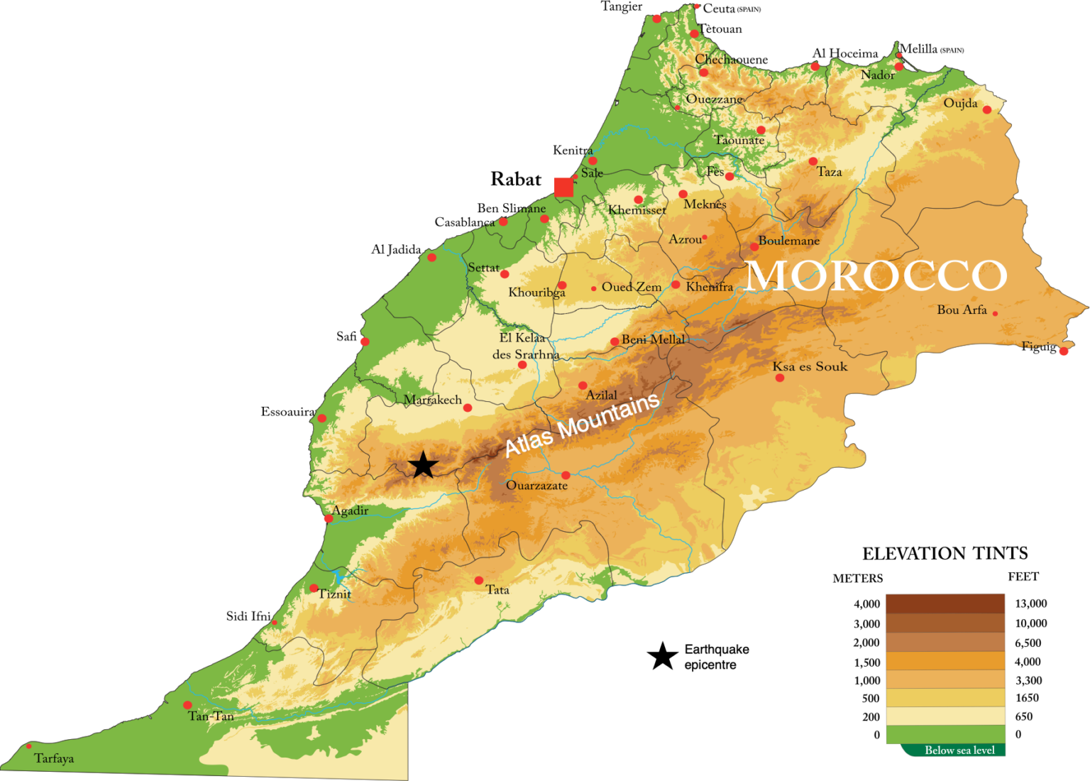 Morocco Earthquake 2023 Internet Geography   A Map To Show The Epicentre Of The Morocco Earthquake 1536x1100 