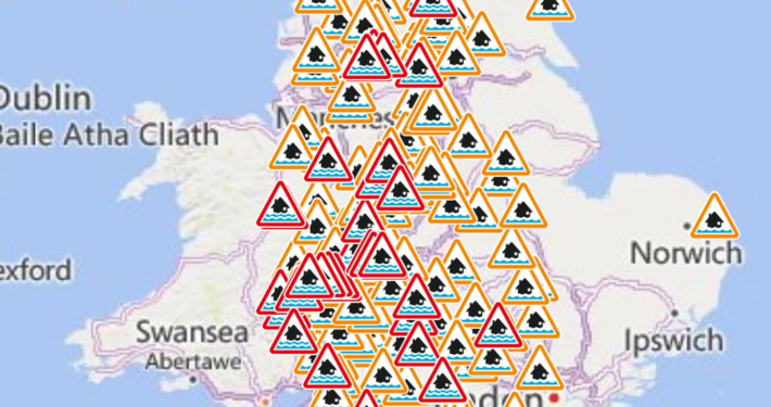 Storm Bert flood warnings map