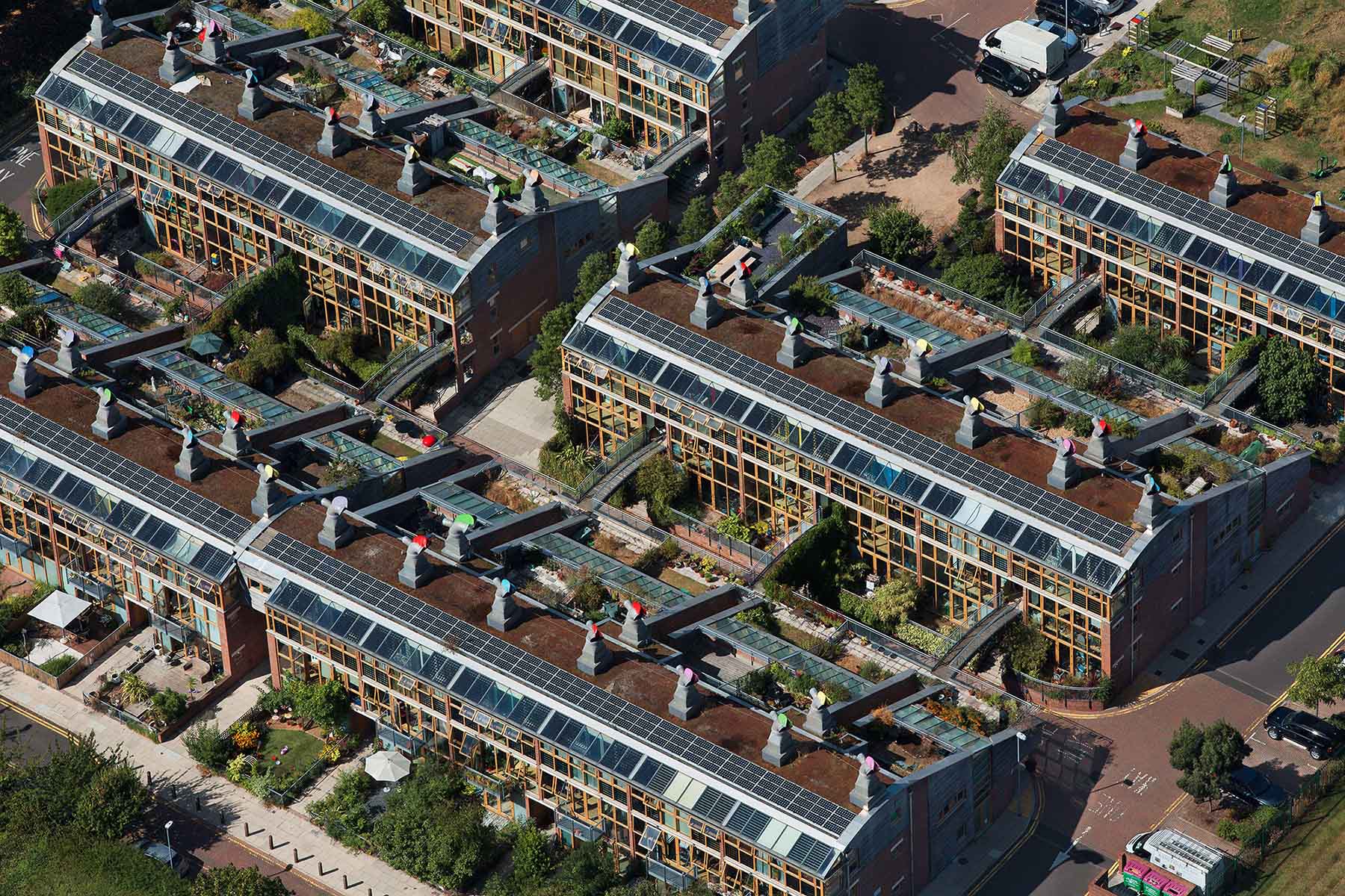 An aerial view of BedZED